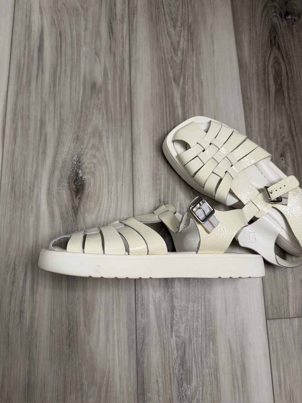 Free People Cream Woven Fisherman Sandals SZ 8